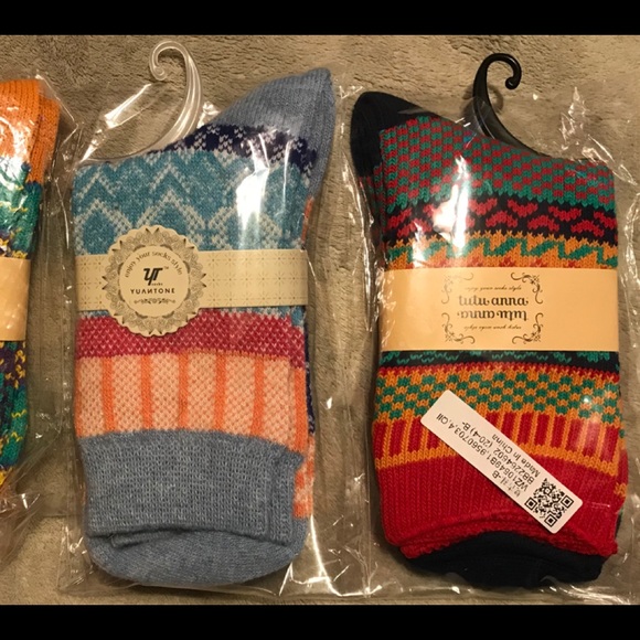 3 pair socks thick wool happy crazy colors new random sent New Fall Autumn gift - Picture 4 of 7